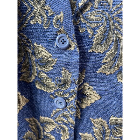 Denim & Co Tapestry Blazer Jacket Plus Sz 1X Longline Purple Gold Floral Classy - Picture 5 of 11